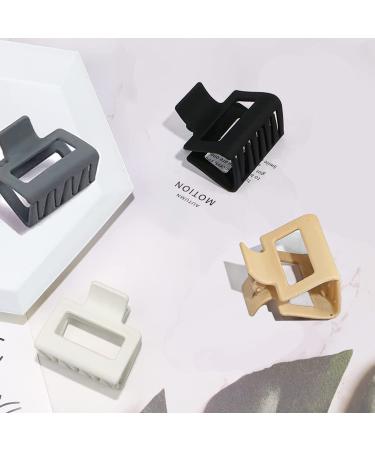 4 PCS Matte Square Claw Clips - Neutral Color Hair Accessories for Women - Small Claw Clips for Thin & Thick Hair - Gifts for Mom - Cream White/Grey - Buy Online on GoSupps.com