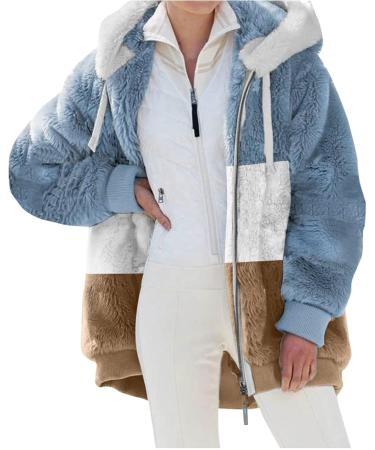 Hanxiulin Women's Oversize Plush Fleece Jacket - Warm Windproof Hiking Coat XL Khaki - Buy Online on GoSupps.com