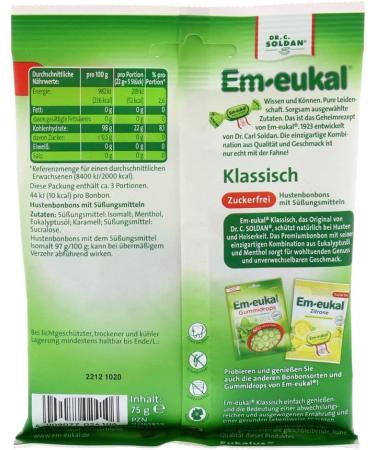  Em-eukal Em-eukal classic sugar-free cough drops pack of 20 (20 x 75 g) - Buy Online on GoSupps.com