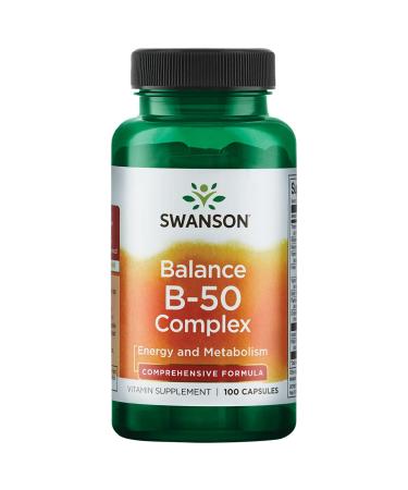 Swanson B-50 Complex - Vitamin Supplement Promoting Energy & Metabolism Support - May Support Heart Health Memory & Mood Support - (100 Capsules)