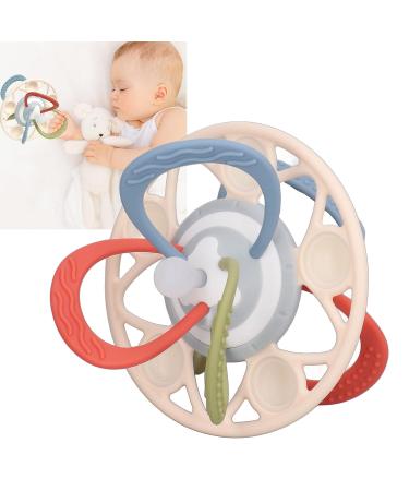 Sensory Silicone Teether for Babies - Colorful Lines | Crisp Sound | Easy to Clean | Reduce Swelling | 4 Textured Teething Toys - Buy Online on GoSupps.com