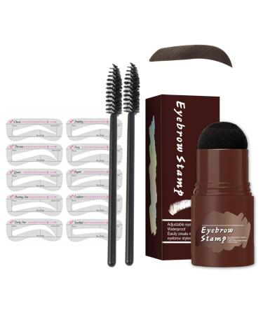 Clawrex Eyebrow Stencil Set Waterproof Eyebrow Powder Eyebrow Stamp with 10 Reusable Eyebrow Stencils Long Lasting Natural Multifunctional Dark Brown