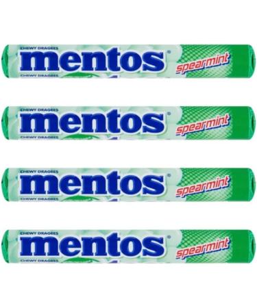 Mentos Spearmint Rolls 37.5g (Pack of 4) Multipack Chewy Dragees Softmints Sweets Mints Candy - Buy Online on GoSupps.com