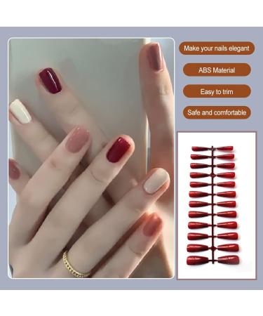 Dajidafu Long Nails Press-on Handheld Fingernail Manicure Stylish Matching Beauty Accessories Manicures Glossy Tips Dark Red 1 - Buy Online on GoSupps.com