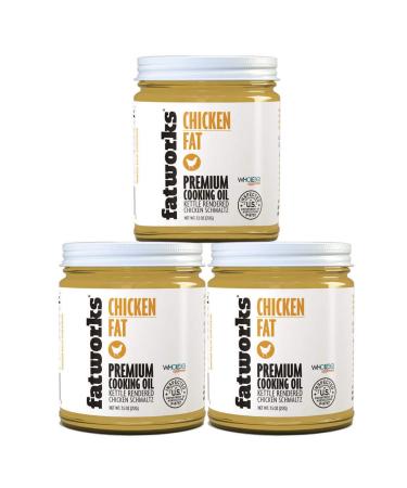 Fatworks, Premium USDA Organic Chicken Fat 3 pack, Ultimate Cooking Oil for Gourmet Frying and Baking. Hormone, antibiotic free, WHOLE30 APPROVED, KETO, PALEO, 3-7.5 oz. Jars 7.5 Ounce (Pack of 3)