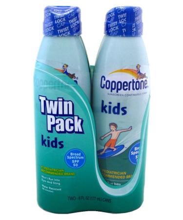 Coppertone Kids Sunscreen Clear Continuous Spray SPF 50 Twin Pack 2 ea