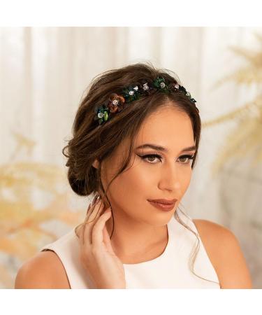 IYOU Glitter Crystal Headband Sparkly Rhinestone Muticolor Hair Bands Vintage Birthday Prom Wedding Hair Accessories for Women - Buy Online on GoSupps.com