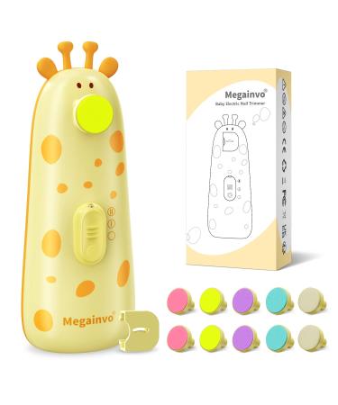 Baby Nail File Trimmer Electric Megainvo 13 in 1 Safe Baby Nail File with 10 Grinding Heads Whisper Quiet LED Light Electric Baby Nails Files for Baby Newborn Toddler Fingers&Toenails Kits Orange