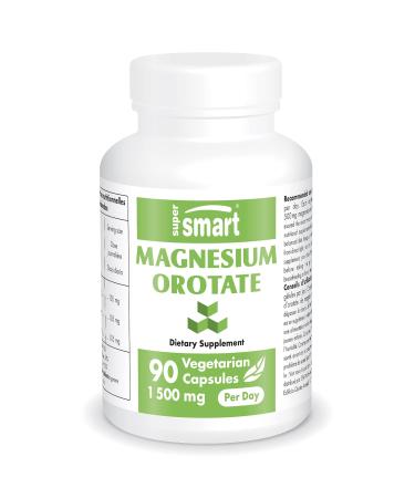 Supersmart - Magnesium Orotate 1500 mg per Day (High Absorption) - Muscle Relaxer & Heart Health - Stress Relief & Sleep Support | Non GMO & Gluten Free - 90 Vegetarian Capsules