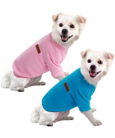 HuaLiSiJi Dog Jumpers Medium Dog Sweatshirt Dog Fleece Jumpers Dog Hoodies The Fabric is Quite Comfortable Soft and Warm for the Animal and Easy to Wear (M Blue+Pink) Medium 2PCS Blue + Pink
