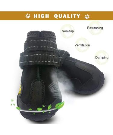 Huatek Waterproof Dog Boots for Medium to Large Dogs - Reflective Straps & Robust Sole - Black Size 6 (4 Pieces) - Perfect for Rain & Snow - Buy Online on GoSupps.com