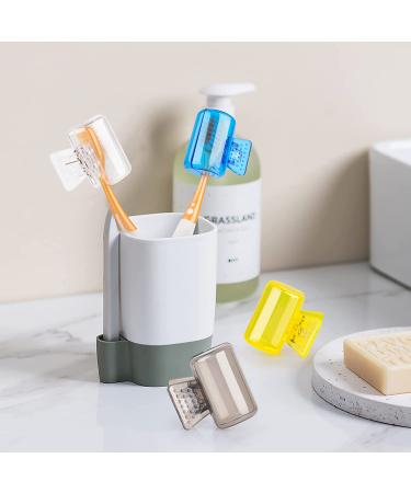 4 Pack Travel Toothbrush Head Covers - Portable Dental Brush Protectors for Home, Camping, and Travel - Blue, Yellow, Grey, Clear - Buy Online on GoSupps.com