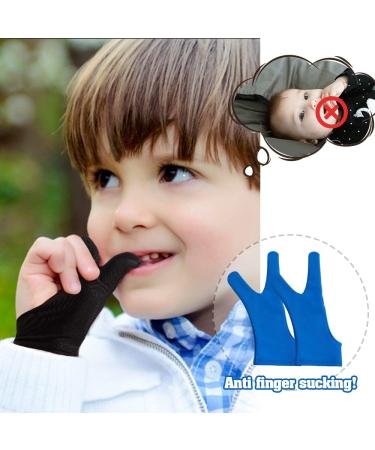 Kids Thumb Sucking & Nail Biting Stopper Gloves - Ages 8-14 (Black/Blue) 2 Pair - Buy Online on GoSupps.com