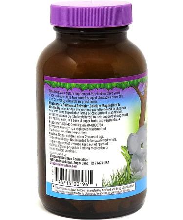 Bluebonnet Nutrition Super Earth Rainforest Animalz - Calcium, Magnesium & Vitamin D3 Chewables - 90 Natural Vanilla Frosting Flavored Gummies - Buy Online on GoSupps.com