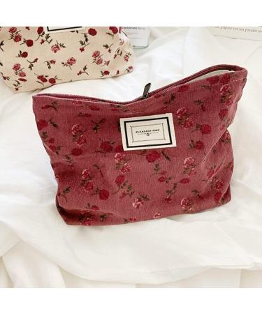Large Capacity Cosmetic Bag for Women | Travel Makeup Organizer | Toiletry Zipper Pouch | Dark Red Rose Design - Buy Online on GoSupps.com