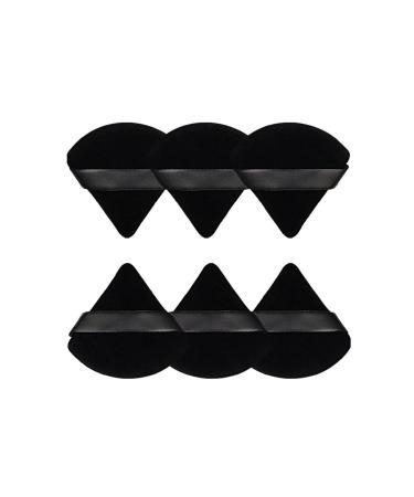 Powder Puff Face Soft Triangle Makeup Puff for Loose Powder 6 Pieces Black
