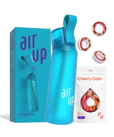 air up Bouteille d'eau Bleu Oc an (650ml) + 3 Capsules air up Cherry Cola | Pods d'eau sans sucre et bouteilles avec paille | Bouteille d'eau aromatis e