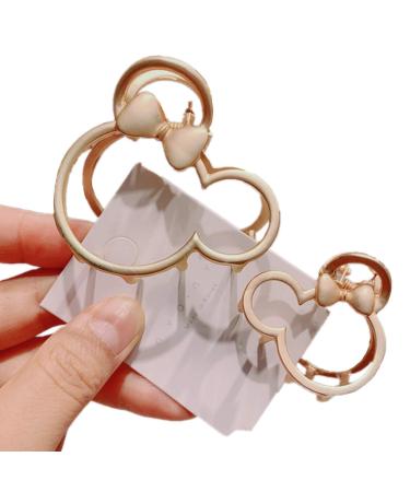 Large Metal Hair Claw Clips (2-Pack) Mouse Lady Thick Hair Barrette Hollow Non-slip Hair Catch Jaw Clamp for Women Girls
