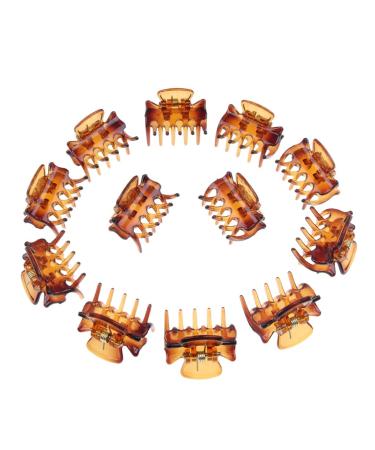 Fityle 12-Piece Resin Mini Hair Clip Set - Trendy Hair Grippers & Claws | Stylish Hair Accessories in Coffee Color for All Hair Types - Buy Online on GoSupps.com