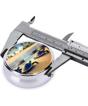 Turtles On The Beach Round Pill Box | 3 Compartment Portable Travel Organizer for Medication - Buy Online on GoSupps.com