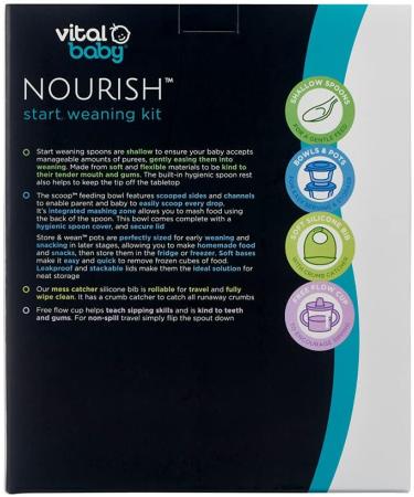Vital Baby Nourish Start Weaning Kit - 10pcs Blue Feeding Set - BPA-Free & Durable - Essential Baby Led Weaning - Buy Online on GoSupps.com