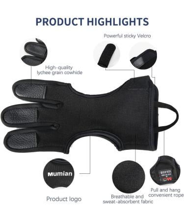 Mumian Archery Protective Leather Glove - Small Black | Finger Tab for Recurve and Compound Bow | Men and Women | Hunting Bow Accessories - Buy Online on GoSupps.com