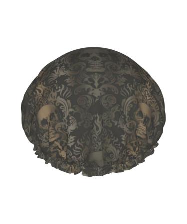 gothic wallpaper skull Printed Shower Cap Bath Cap Waterproof Shower Caps Fits All Head Sizes All Hair Textures for Women Hair Bath Caps