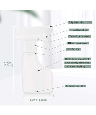 6 oz Spray Bottle 2-Pack | Leak Proof Squirt Bottle with 3 Adjustable Nozzle | Refillable for Cleaning Pets Hair & Plants - Buy Online on GoSupps.com