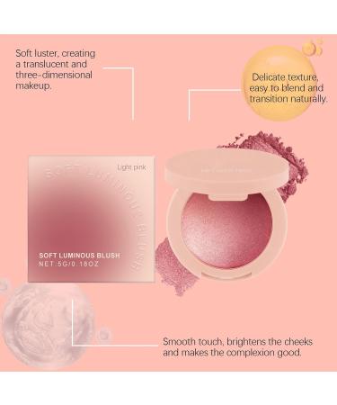 Face Blush Blush Makeup for the Cheeks Highly Pigmented Glitter Cosmetics Long Lasting Buildable for Women Girls Party Wedding Light Pink - Buy Online on GoSupps.com