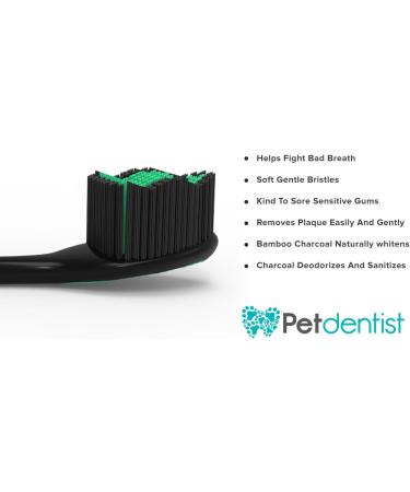 Petdentist Manual Large Dog Toothbrush with Gentle Soft Charcoal Bristles for Dogs Teeth Cleaning Tartar and Plaque Off Easily and Best for Cat Dog Gingivitis - Buy Online on GoSupps.com