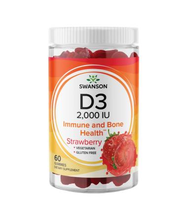 Swanson Vitamin D3 Gummies - Strawberry 2 000 Iu (50 mcg) 60 Gummies 1