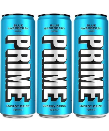 Prime Energy Drink Blue Raspberry Can 330ml 3 Pack KSI & Logan Paul