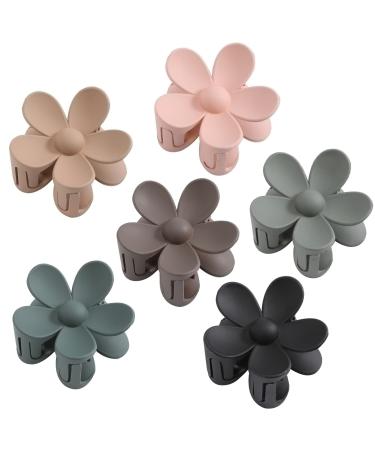 6PCS Flower Hair Clips  Matte Claw Clips for Women  Flower Clips for Thick Thin Hair  Large Daisy Hair Claw Clips for Girls  Strong Hold Non Slip Jaw Clips for Hair  Cute Hair Claw Accessories for Gifts  Green Colors
