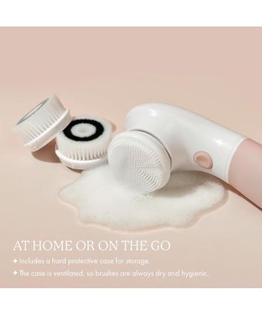 Raedia Handheld Facial Cleansing Brush - 4 Interchangeable Heads | Lightweight Water-Resistant Exfoliator for Glowing Skin | Vanity Planet Warm Grey 4-Piece Set - Buy Online on GoSupps.com