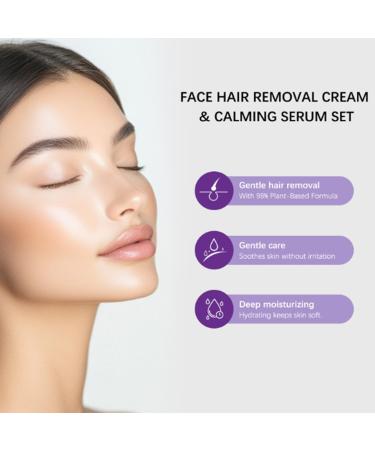 FLLUOUZH Facial Hair Removal Cream Painless Facial Hair Removal Cream for Face and Body Painless Formula Long Lasting Smooth Skin Instant 40 Ml + 5 Ml 2 Sets - Buy Online on GoSupps.com