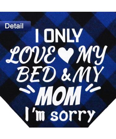 Mother's Day Dog Bandana Set - Plaid Triangle Scarf with Mom's Favorite and I Only Love My Bed Patterns in Red & Blue - Buy Online on GoSupps.com