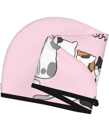 Hair Towel Wrap - Quick Drying Hair Turban with Button | Cute Cats Design - Perfect for Fast Hair Drying - Buy Online on GoSupps.com