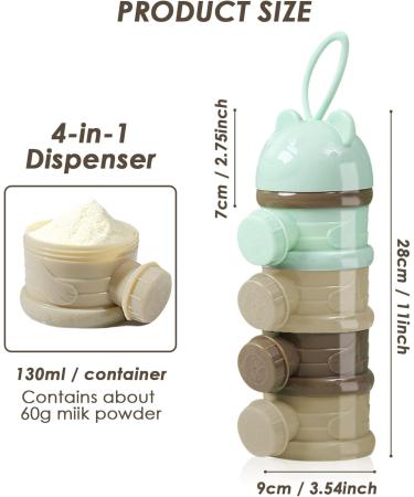 LAPONO Milk Powder Dispenser - Portable 4 Layer Baby Storage Container 240ml BPA Free - Non-Spill Snack/Grain/Food/Fruit Box for Infant Toddler - Green - Buy Online on GoSupps.com