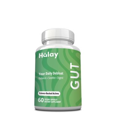 3-in-1 Gut Health Supplement - Debloat Pills - Gas and Bloating - Lactase Protease Amylase and Lipase Digestive Enzymes - Peppermint Turmeric and Psyllium Husk Capsules - Women Men - 60 Caps Vegan