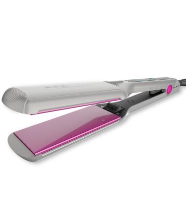 K&K 2.24 Inch Extra Wide Plate Hair Straighteners Pro-Ceramic Coating Titanium Smooth Flat Iron for Women Keratin Treatment Five-Speed Temperature Control 120-232 C UK Plug Silver 2.24 Inch