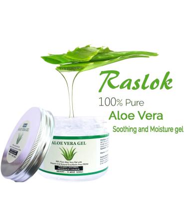 Raslok Aloe Vera Gel - Pure Organic Moisturizer for Face, Skin, and Hair Care - 11.46 oz - Buy Online on GoSupps.com