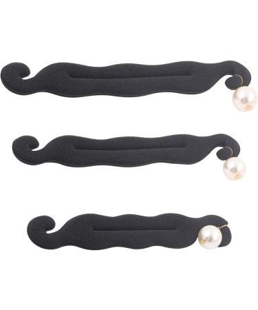 3pcs Pearl Hair Bun Maker for Women Lazy Hair Curler Bun Clips Flexible Foam Sponge Donut Maker for Making DIY Hair Styles Magic Hair Styling Tool Accessories(black) - Buy Online on GoSupps.com