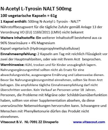 N-Acetyl L-Tyrosine 500mg | 250 Veg Capsules | Essential Amino Acids | Non-GMO | Made in Germany | Enhance Cognitive Function - Buy Online on GoSupps.com
