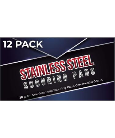 Brheez Stainless Steel Scouring Pads Medium 30g - 12 Pack Heavy Duty Steel Wool Scrubbers - Industrial & Commercial Grade - Individually Wrapped - Buy Online on GoSupps.com