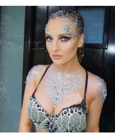 Rhinestone Face Gems and Mermaid Chest Gems Set - Crystal Body Jewels for Festivals and Parties - 2PCS - Buy Online on GoSupps.com