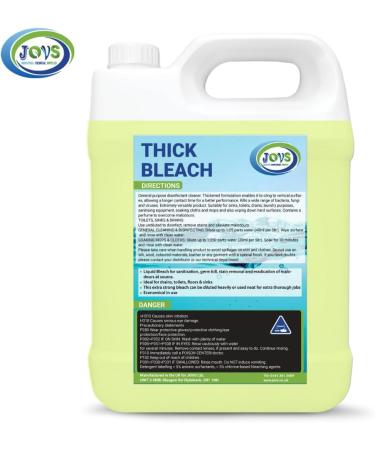 Jovs Thick Bleach 5 Litre - Professional Bleach for Cleaning Toilet Drains and Floors - Hospital Grade - Buy Online on GoSupps.com