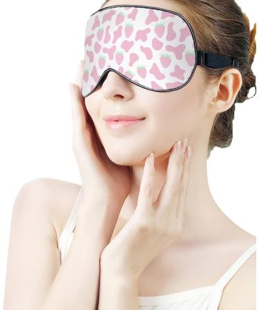 Shop Strawberry & Pink Cow Skin Sleep Mask for Women | Adjustable Eye Shades with Elastic Strap - International Shipping Available - Buy Online on GoSupps.com