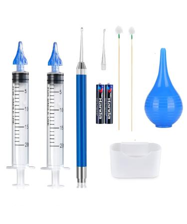 Ear Wax Removal Kit Ear Wax Removal Syringe for Ear Cleaning  Ear Ball Ear wash Basin LED Light Ear Pick and Cleaning kit(Type 1)
