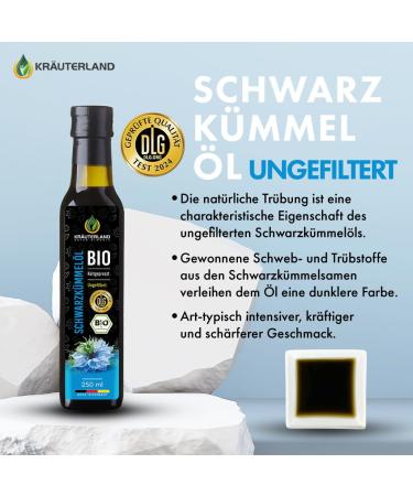 Buy Herballand Organic Black Cumin Oil 250ml - Unfiltered Cold-Pressed Rich in Thymoquinone - Fresh Daily from Our Hessian Oil Mill - Buy Online on GoSupps.com