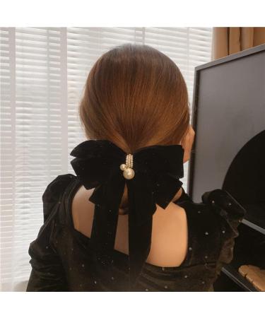 Elegant Large Black Hair Clip Loop with Pearl Sheet - Hair Accessories for Women & Girls | Perfect Gift - Buy Online on GoSupps.com